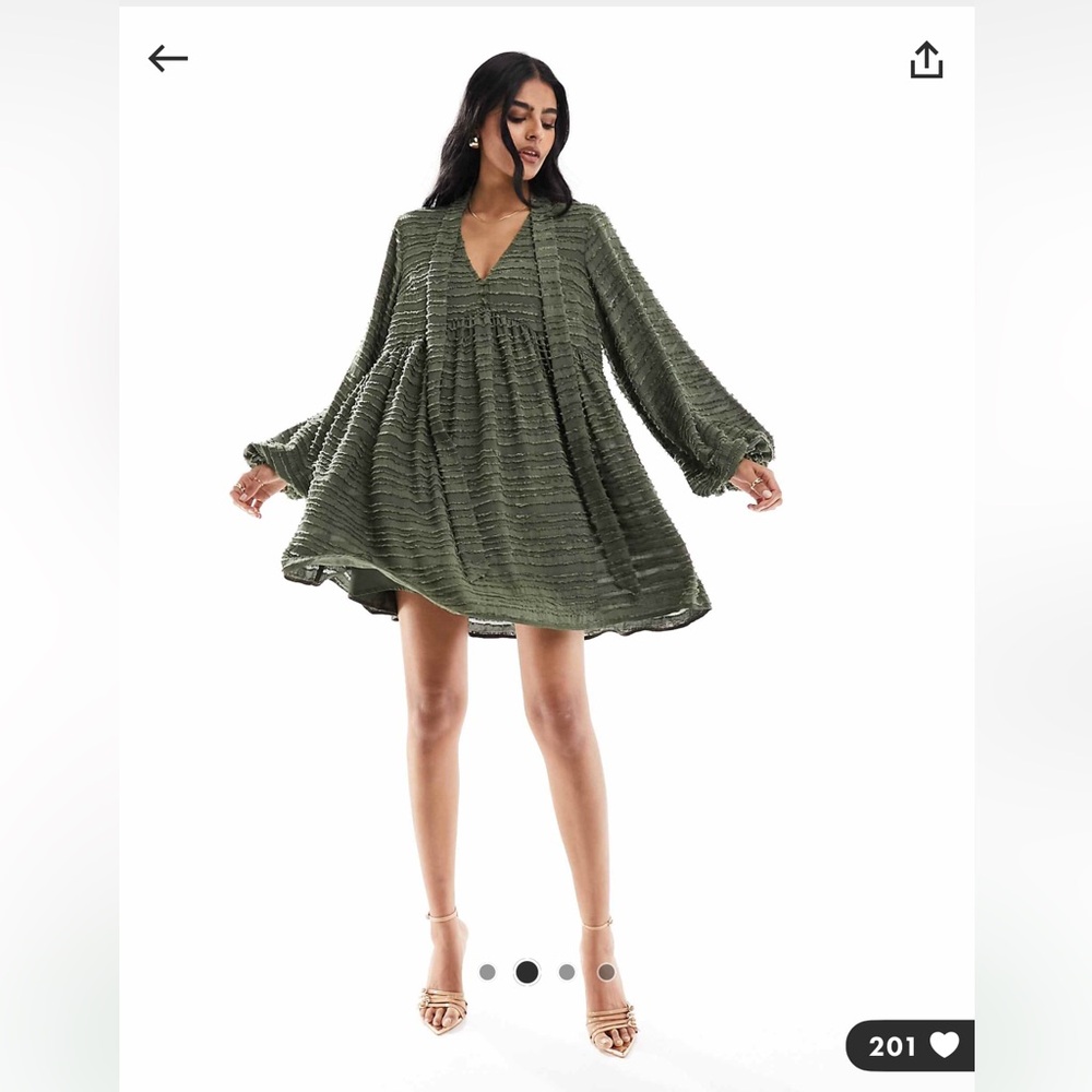 ASOS Mini Smock Dress in Forest Green